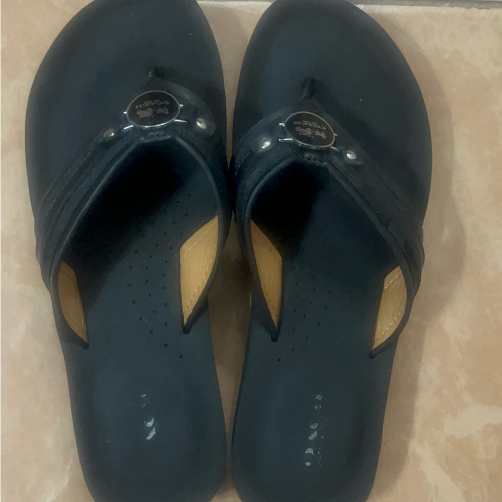 Coach Black and Tan Sandals